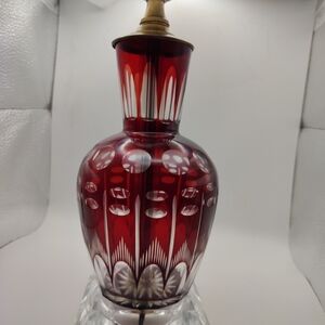Ruby Cut-to-Clear Glass Art Vase Lamp - Classic Glass Accent